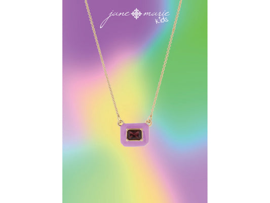 Purple Rectangle Gem Necklace - Hello Baby Apparel