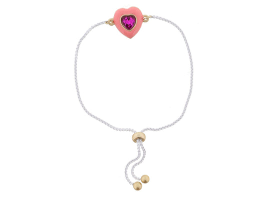 Coral Heart Gem Bracelet - Hello Baby Apparel