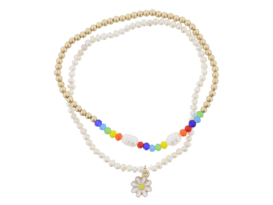 Primary Rainbow Daisy Bracelet Set - Hello Baby Apparel