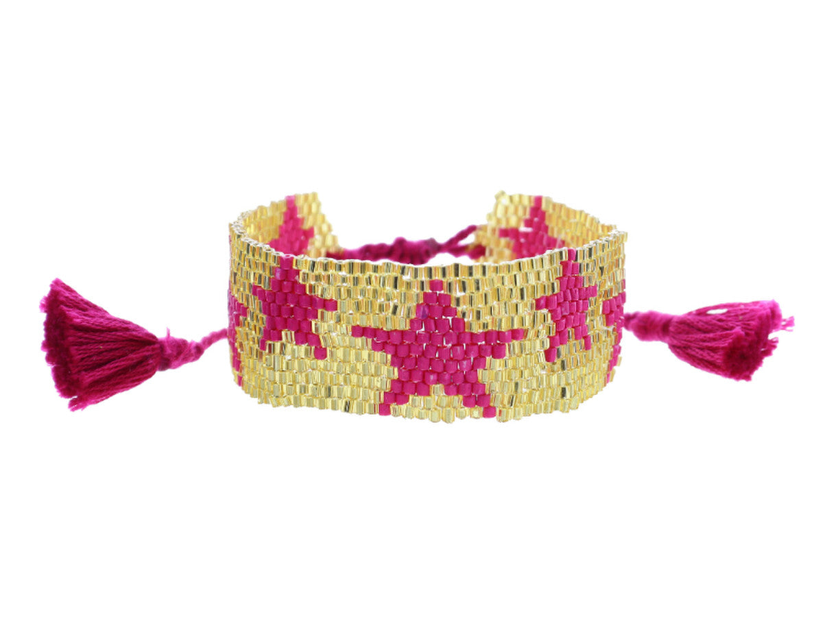 Hot Pink Star Beaded Bracelet