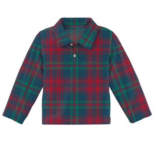 Peacock Plaid Long Sleeve Polo Kickee Pants  - Holiday