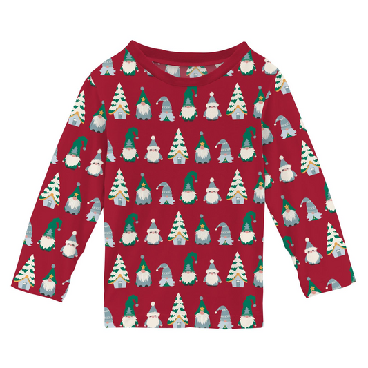 Crimson Gnomes Long Sleeve Crew Neck Tee Kickee Pants  - Holiday