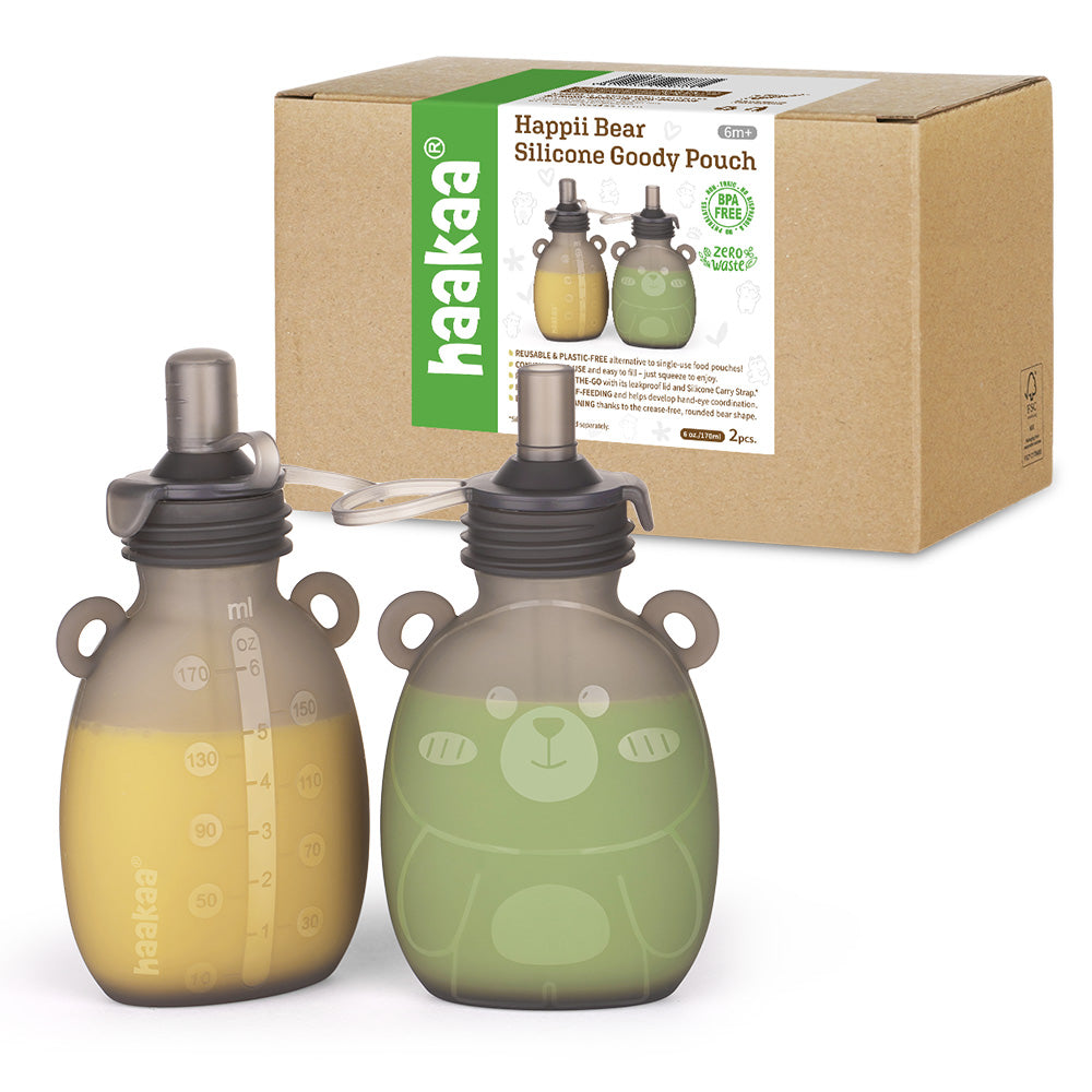 Haakaa Happii Bear Silicone Goody Pouch 6 oz - Hello Baby Apparel
