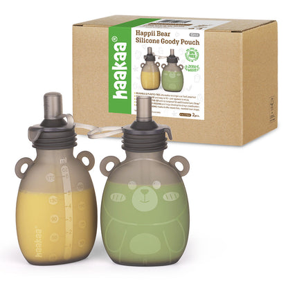 Haakaa Happii Bear Silicone Goody Pouch 6 oz - Hello Baby Apparel