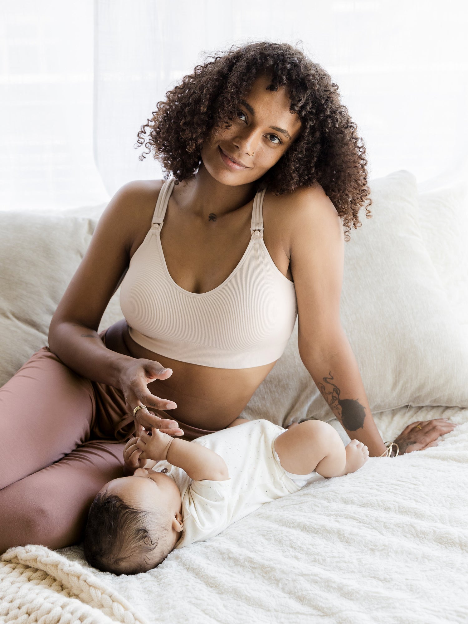 Mia Maternity & Nursing Lounge Bra | Stone - Hello Baby Apparel