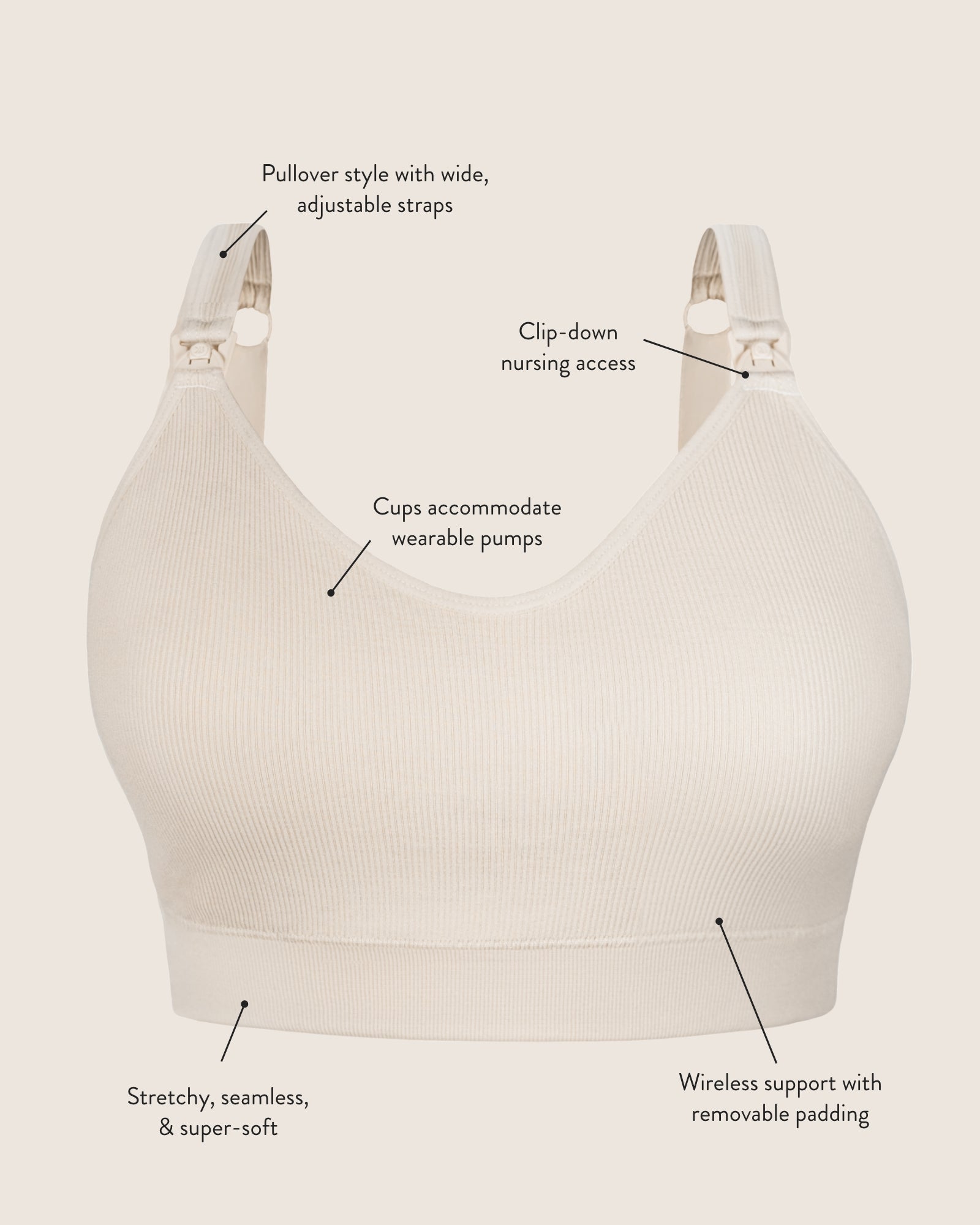 Mia Maternity & Nursing Lounge Bra | Black - Hello Baby Apparel