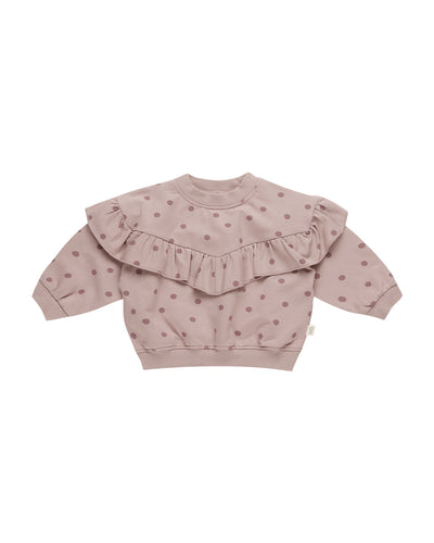 Quincy Mae Ruffle Fleece Sweatshirt || Polka Dots