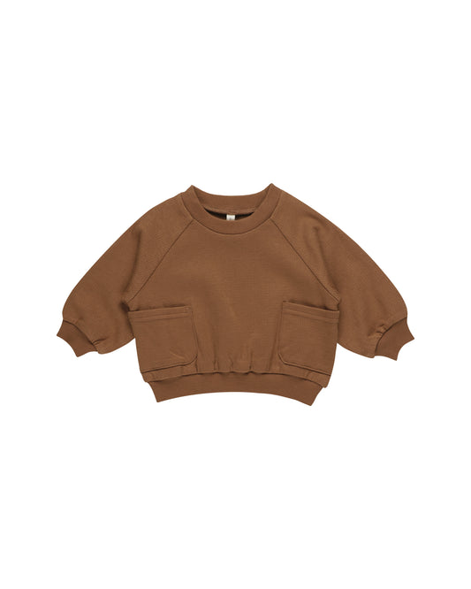 Quincy Mae Pocket Sweatshirt || Cinnamon