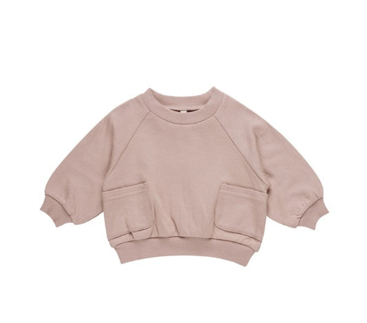 Quincy Mae Pocket Sweatshirt || Mauve Front