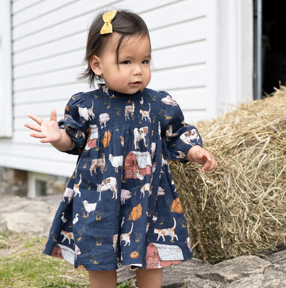 Baby Girls Stevie Puff Sleeve Dress set + On The Farm || Pink Chicken