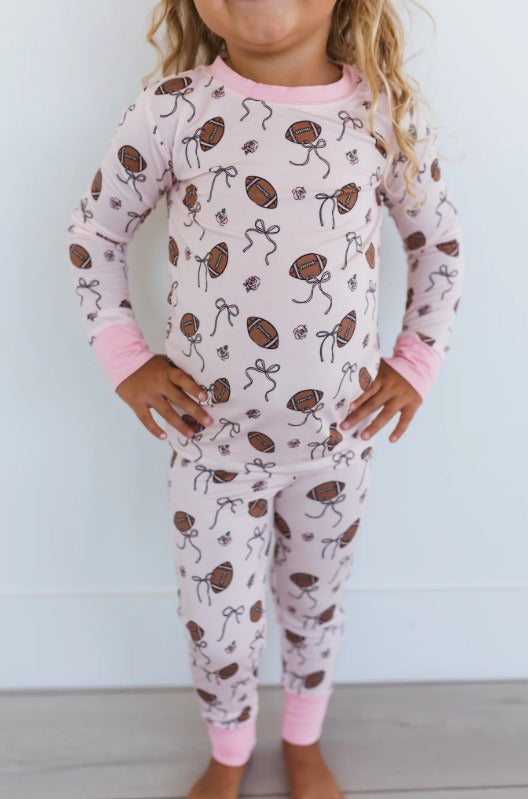 In My Jammer - Blush Football Two Piece Set - Hello Baby Apparel