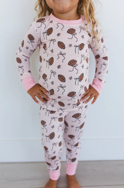 In My Jammer - Blush Football Two Piece Set - Hello Baby Apparel