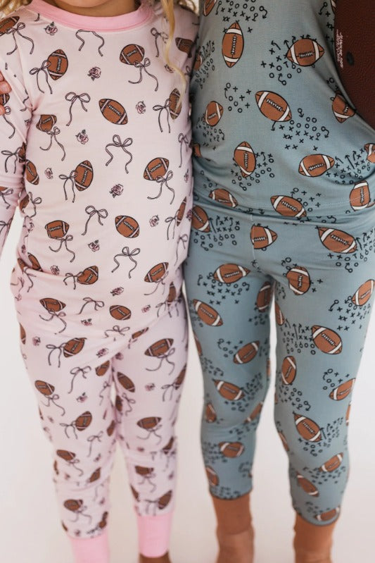 In My Jammer - Blush Football Two Piece Set - Hello Baby Apparel