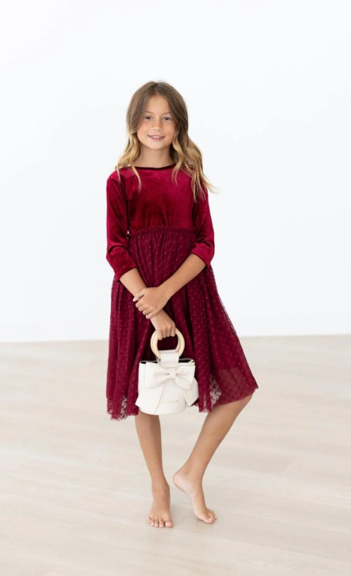 Cranberry Velvet Tutu Dress || Mila & Rose