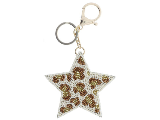 Tan & Gold Leopard Star Keychain - Hello Baby Apparel