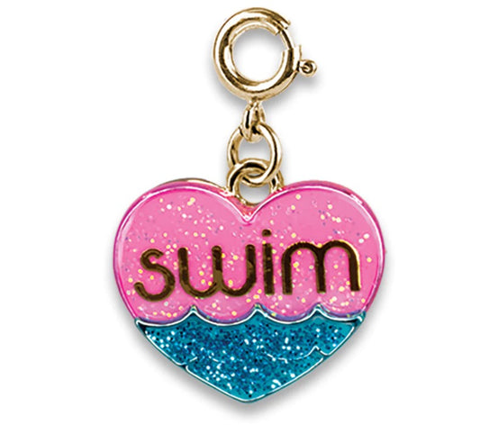 Gold Glitter Swim Heart Charm - Hello Baby Apparel