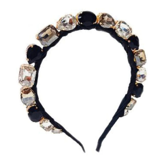 Bari Lynn Standing Multi Jewel Headband - Black / Clear - Hello Baby Apparel