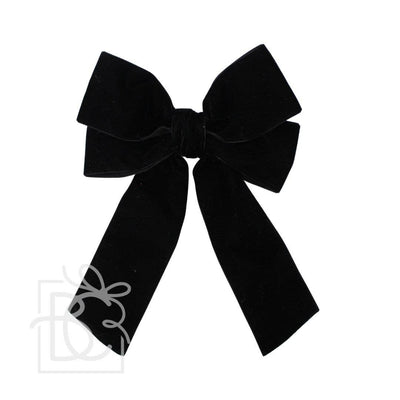 Double Velvet Bow with Tails 6.5" Black