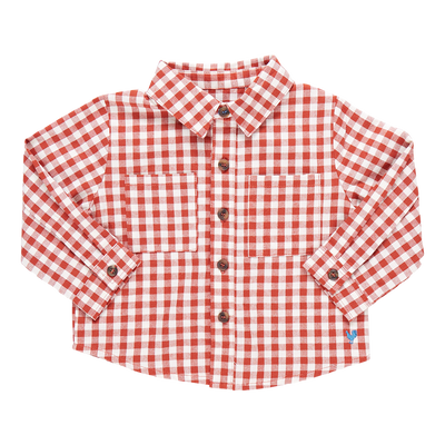 Baby Boys Jack Shirt - Pony Gingham ||  Pink Chicken