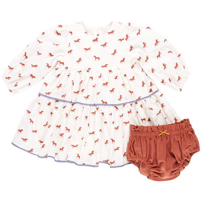 Baby Girls Julia Dress set + Tiny Horses || Pink Chicken