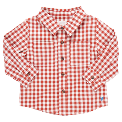 Boys Jack Shirt - Pony Gingham || Pink Chicken