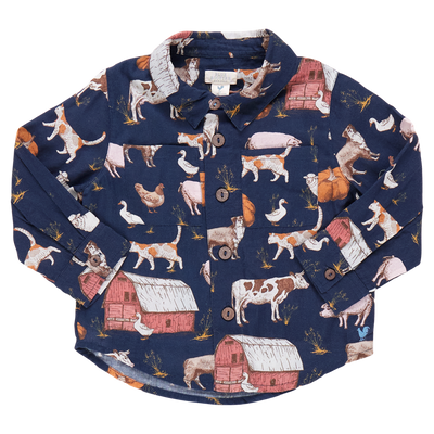 Baby Boys Jack Shirt - On The Farm ||  Pink Chicken