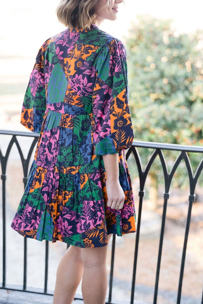 Hattie Dress - Color Block Floral - final sale - Hello Baby Apparel