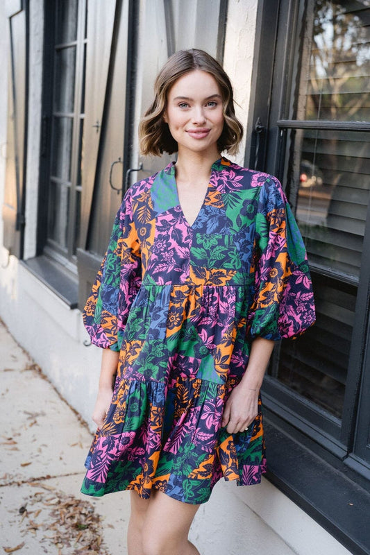 Hattie Dress - Color Block Floral - final sale - Hello Baby Apparel