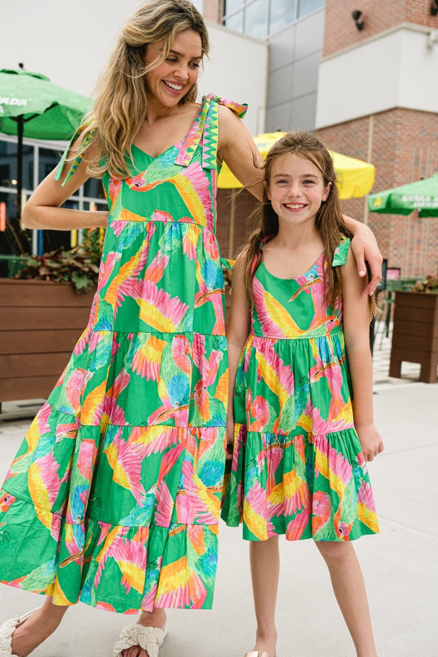 Girls Olivia Dress- Tropical Green - final sale - Hello Baby Apparel