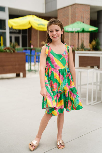 Girls Olivia Dress- Tropical Green - final sale - Hello Baby Apparel
