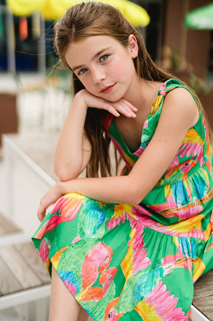 Girls Olivia Dress- Tropical Green - final sale - Hello Baby Apparel