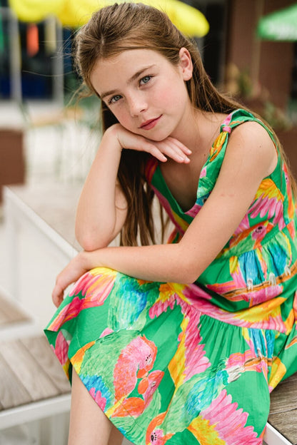 Girls Olivia Dress- Tropical Green - final sale - Hello Baby Apparel