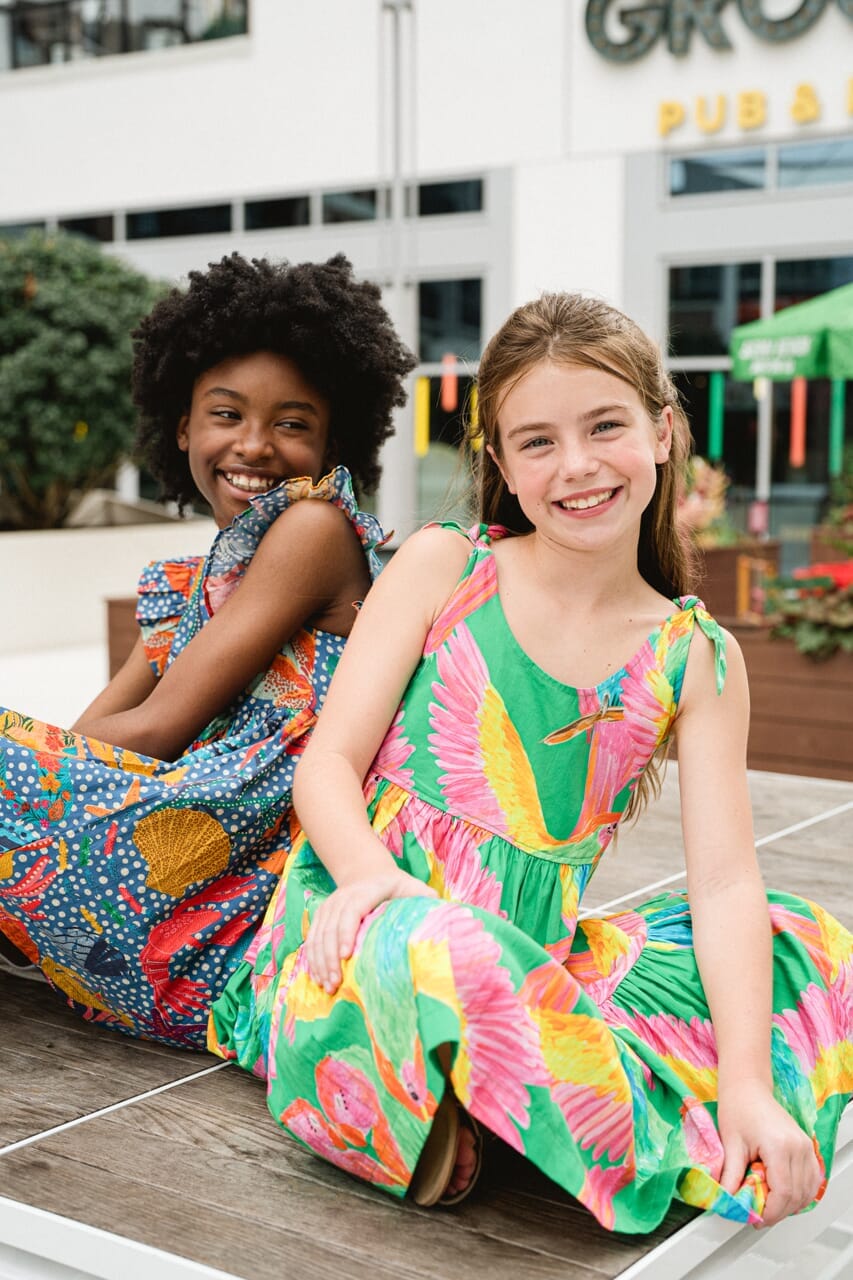 Girls Olivia Dress- Tropical Green - final sale - Hello Baby Apparel