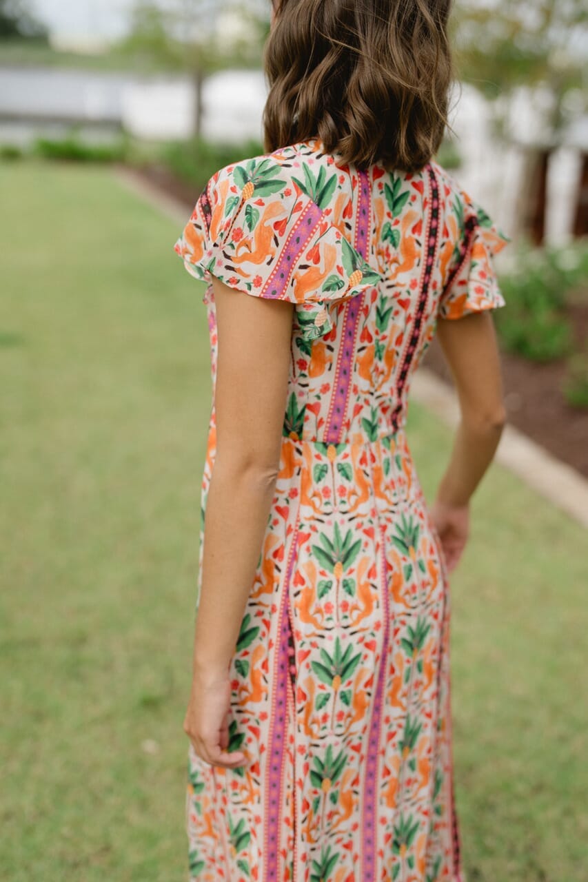 Lydia Flutter Sleeve Maxi Dress - Hello Baby Apparel