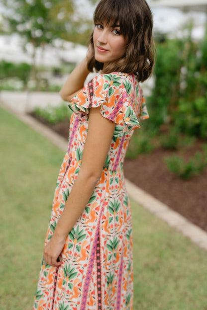 Lydia Flutter Sleeve Maxi Dress - Hello Baby Apparel