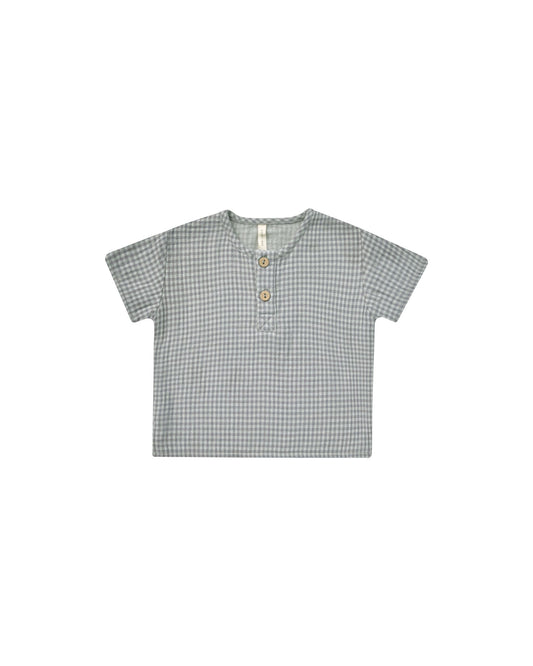 Quincy Mae henry top || blue gingham