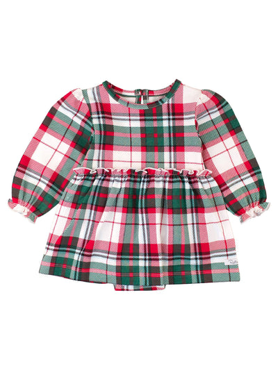 Baby Girls Dashing Dreams Plaid Knit Long Sleeve Skirted Romper